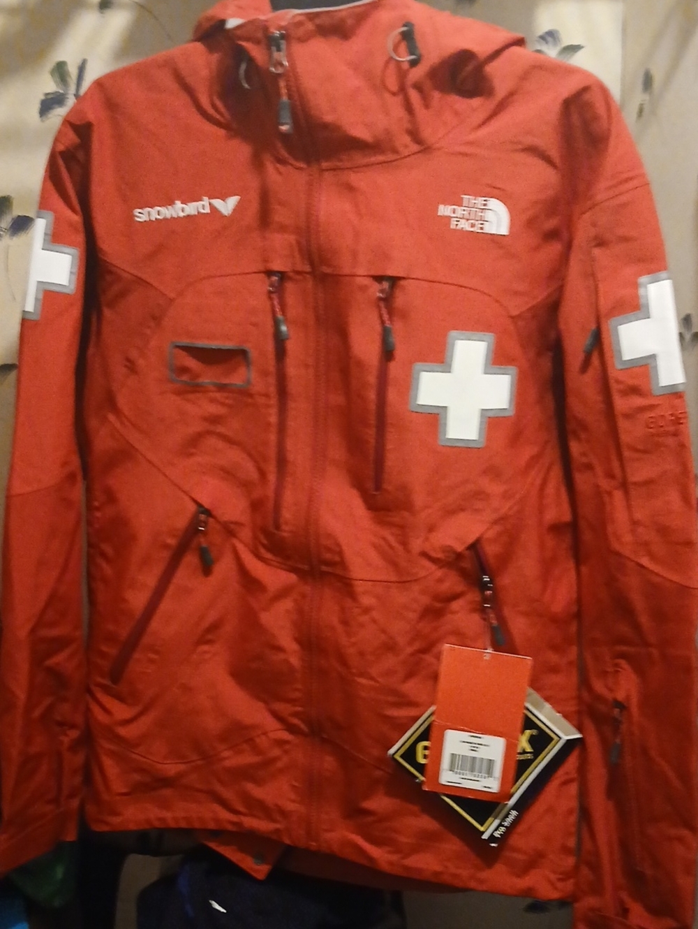 The North Face Red Ski Rescue Jacket with White Cross Patches
